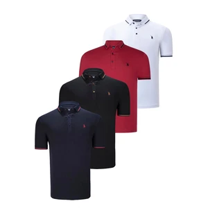 QUADRUPLE SET T8586 DEWBERRY MEN'S T-SHIRT-BLACK-WHITE-NAVY-BURGUNDY