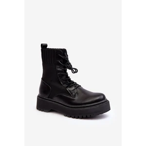 Women's lace-up work ankle boots black Dedinva