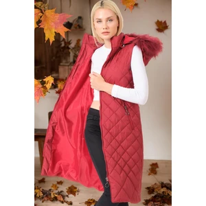 Z6718 DEWBERRY WOMEN'S VEST-PLAIN BURGUNDY