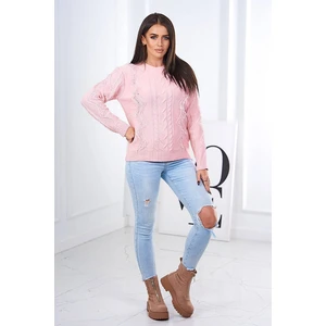 Sweater with braided weave powder pink