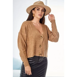 Ribbed sweater with Camel buttons