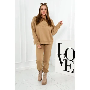 Insulated cotton set, sweatshirt + pants Brooklyn camel