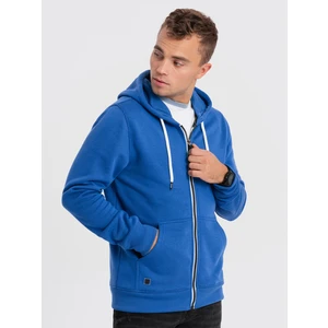 Ombre BASIC men's unbuttoned hooded sweatshirt - blue