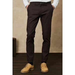 ALTINYILDIZ CLASSICS Men's Brown Slim Fit Slim Fit Dobby Flexible Casual Trousers