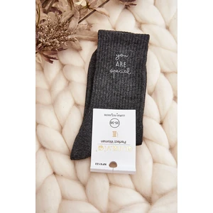 Women's smooth socks with dark grey lettering