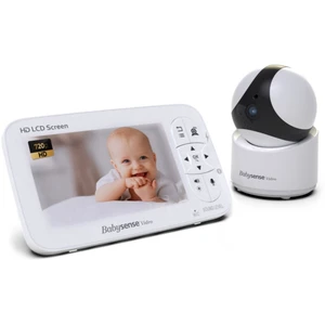 Detská elektronická pestúnka Babysense Video Baby Monitor V65 biela detská elektronická opatrovateľka • dosah až 300 m • farebný 5" 720P HD LCD • plne