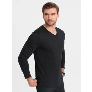 Ombre Men's unprinted V-NECK longsleeve - black