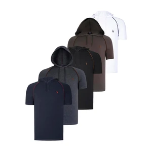 QUINTET SET T8570 DEWBERRY HOODIE MEN'S T-SHIRT-BLACK-WHITE-NAVY BLUE-ANTHRACITE-KHAKI