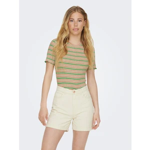 Green-Beige Women's Striped T-Shirt ONLY Janie - Women