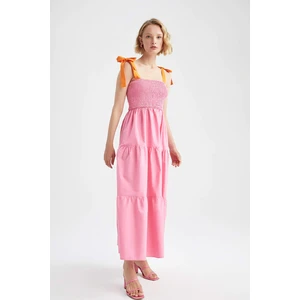 DEFACTO Sleeveless Maxi Short Sleeve Woven Dress