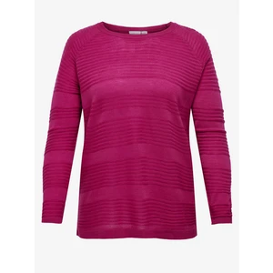 Dark pink women's ribbed sweater ONLY CARMAKOMA Airplain - Ladies