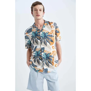 DEFACTO Regular Fit viscose Printed Short Sleeve Shirt