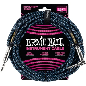 Ernie Ball P06060 Blau-Schwarz 7,5 m Gerade Klinke - Winkelklinke