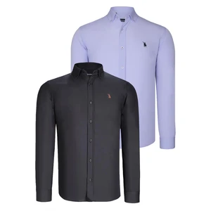 DUAL SET G725 DEWBERRY MENS SHIRTS-BLACK-LILAC