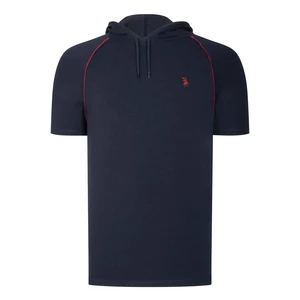 T8570 DEWBERRY HOODED MEN'S T-SHIRT-PLAIN NAVY BLUE