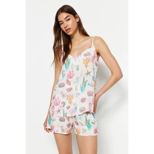 Trendyol Multicolored Printed Singlets-Shorts, Woven Pajamas Set