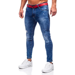 Tmavě modré pánské džíny skinny fit s paskem Bolf TF101