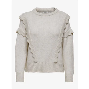 Cream Women's Ribbed Sweater with Hems ONLY Stella - Women