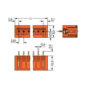 Konektor do DPS WAGO 734-234/100-000, 17.33 mm, pólů 4, rozteč 3.81 mm, 200 ks