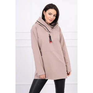 Tunic with a zipper on the hood Oversize beige