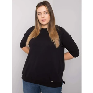 Plus size black blouse in black Emma cotton