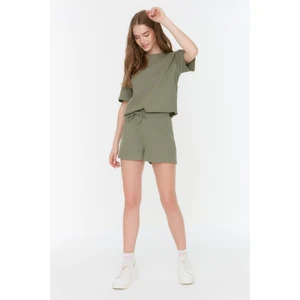 Trendyol Khaki Recycle Waffle Fabric Knitted Tracksuit Set