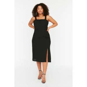 Trendyol Curve Black Slit Detailed Woven Dress