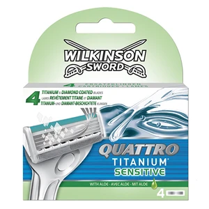 Wilkinson Sword Quattro Titanium Sensitive náhradné žiletky 4 ks