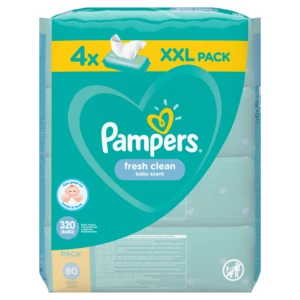 PAMPERS Fresh Clean XXL 4x80 ks - vlhčené ubrousky