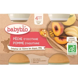 BABYBIO Príkrm broskyňa jablko (2x 130 g)