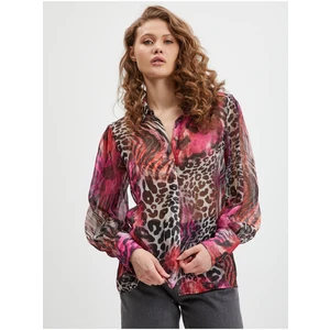 Dark pink Ladies Patterned Shirt Guess Raven - Women