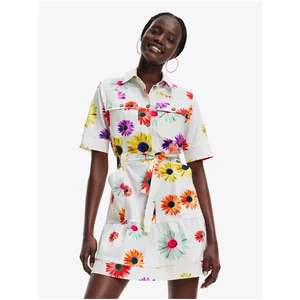 White Women Floral Shirt Dress Desigual Belgica-Lacroix - Women