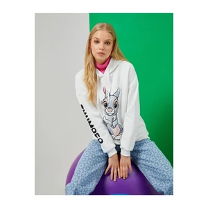 Koton Oversized Printed Hoodie & Sweatshirt Disney Licensed Fleece Inner