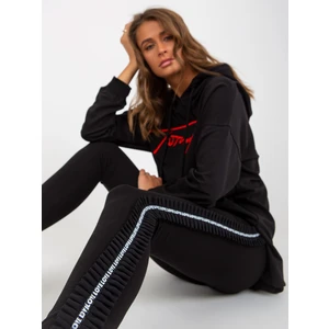 Black casual leggings with lettering on the sides