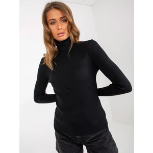 Black ribbed viscose turtleneck