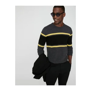 Koton Basic Sweater Color Block Crew Neck