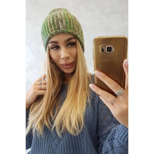 Beanie with fleece Zoja K306 Green + Beige