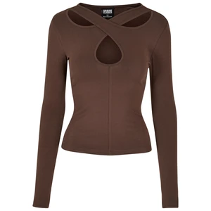 Ladies Crossed Cut Out Longsleeve Brown