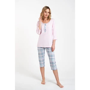 Allison women's pyjamas 3/4 sleeve, 3/4 legs - pink/print