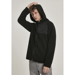 Sherpa Zip-Up Hooded Jacket Black