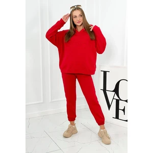 Insulated cotton set, sweatshirt + pants Brooklyn red