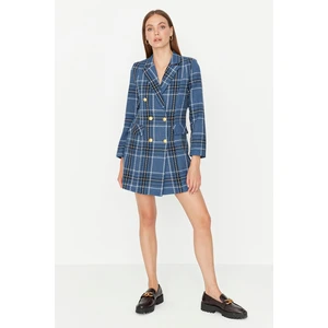 Trendyol Navy Blue Woven Button Detailed Jacket Dress