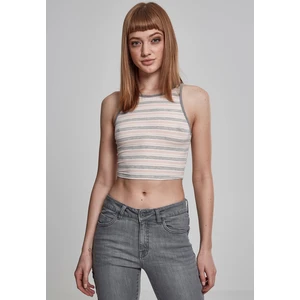 Women's Rib Stripe Cropped Top Pink/White/Grey