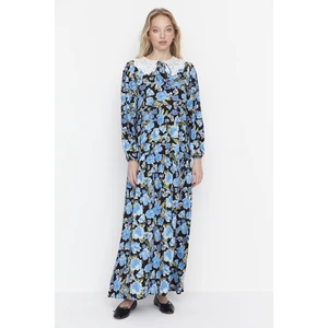 Trendyol Blue Baby Collar Viscose Dress