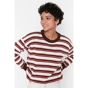 Trendyol Brown Striped Knitwear Sweater