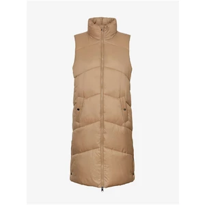 Beige long quilted vest with collar VERO MODA Uppsala - Ladies