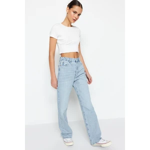 Trendyol Blue High Waist Long Straight Jeans