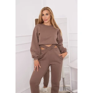 Insulated set with short mocca sweatshirt