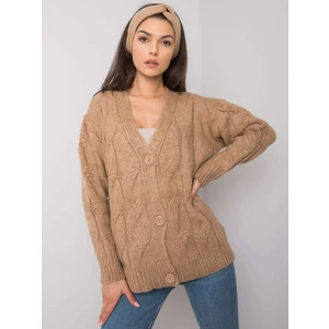 RUE PARIS Dark beige knitted sweater with pigtails