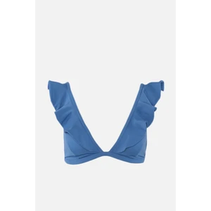 Trendyol Dark Blue Ruffle Detailed Bikini Top